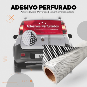 Adesivo Microperfurado Perfurado  4x0 Brilho Sem acabamento 