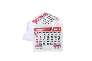 Blocos de Calendário 8x8cm Papel Ap 65g 8x8cm 2 cores  Grampo 12 meses destacável