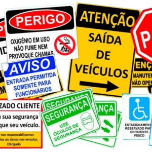 PLACA DE SINALIZAÇÃO - PERSONALIZADA PS 1mm 20x30cm 4x0 Laminado Corte Reto Pode ser feita com sua arte ou com as nossas conforme modelo.