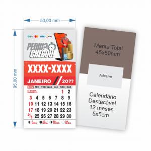 Imãs de Geladeira com Calendário 2025 PS (Poliestireno 0,03mm)  com manta magnética 50x95m Impressão Digital Frente Verniz UV Total Frente Corte Reto, com calendário Destacável 12 meses 